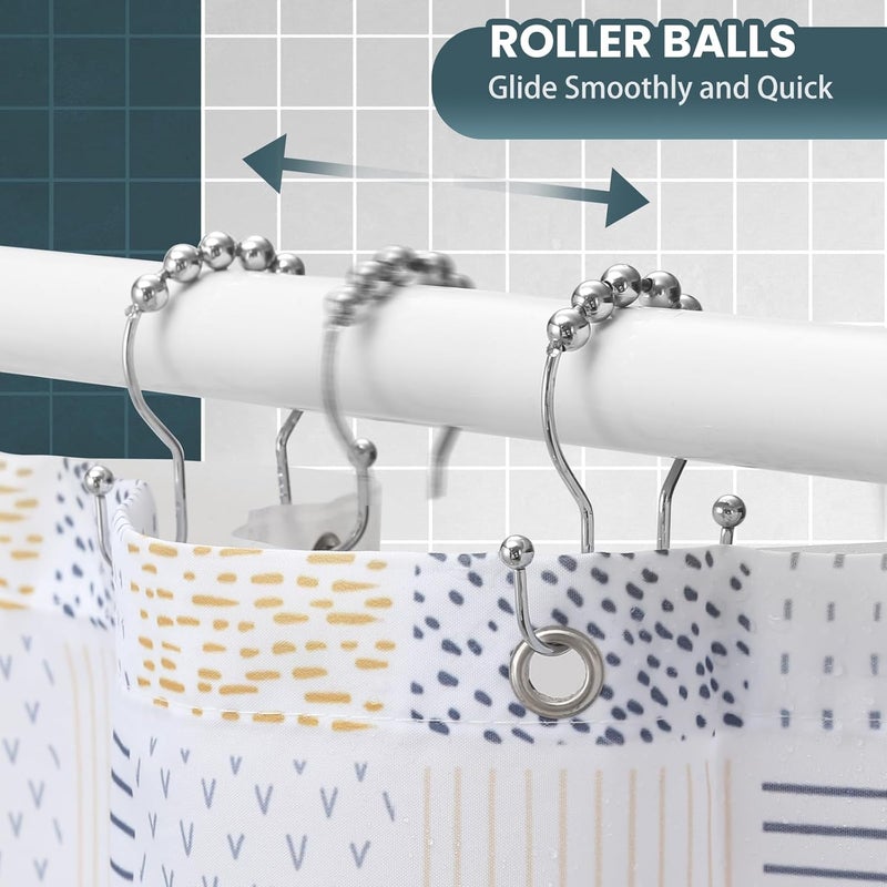 OEH Shower Curtain Hooks, Shower Curtain Rings, Chrome Shower Curtain Hooks Rust Proof, Smooth Gliding Metal Shower Curtain Rings Rust Proof, Double Shower Hooks for Shower Curtain, 12 Pcs, Chrome - Image 4